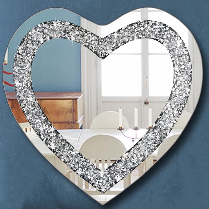 DMDFIRST Crystal Crush Diamond Heart Shaped Silver Mirror by DMDFIRST