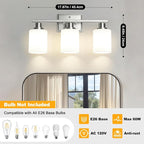 Unicozin 3-Light Bathroom Light Fixtures, Modern Brushed Nickel Vanity Light - Image 3