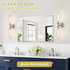 Indoi Wall Sconces Set of Two, Hardwired Chrome Bathroom Sconces Wall Lighting - Image 6