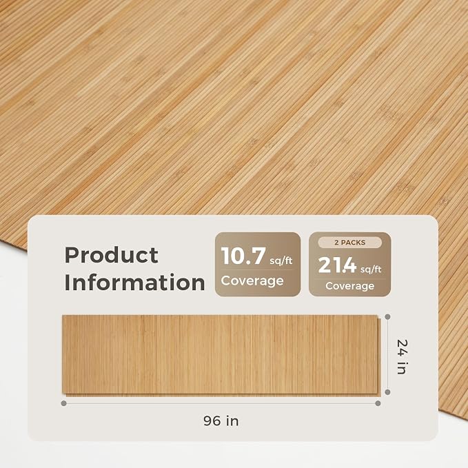 OUZUGIE 2 Pack 96x24 Inch Natural Bamboo Wall Panel – Twinned Carbides Pole - Image 2