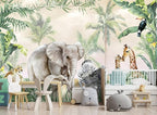 Tropical Animal Plants wallpeper Nursery Kids Bedroom Elephant wall Mural - Image 2