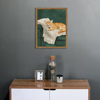 Funny Cat Wall Art Cute Cat Sleeping on Couch Wall Decor Painting Orange Pet - Image 2