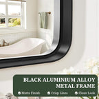 Bathroom Mirror 36x24 Inch Black Metal Frame Rectangle Vanity Mirror - Image 5