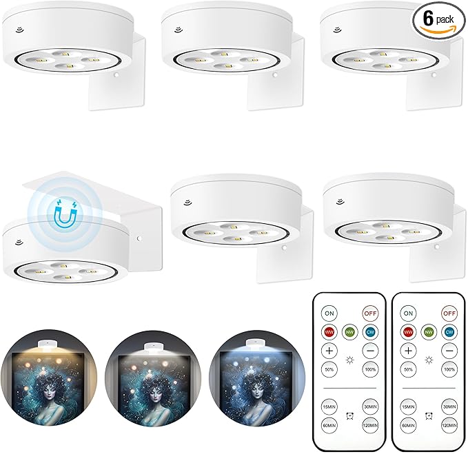 6Pcs Picture Light Battery Operated, Magnetic Led Painting Light by Kandicyar