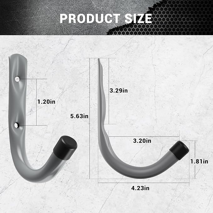 HOME MASTER HARDWARE 12 Pack 4-Inch Heavy Duty Garage Storage Wall Hooks - Image 2