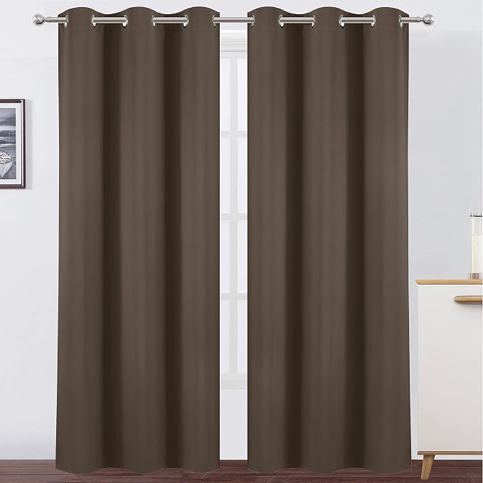 LEMOMO Chocolate Thermal Blackout Curtains/42 x 84 Inch/Set of 2 Panels Room by Lemomo