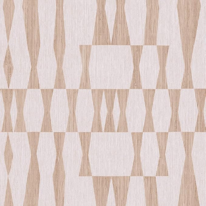 Tempaper Beige Textured Faux Grasscloth Geo Removable Peel and Stick Wallpaper by TempaperCo