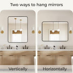 USHOWER Black Bathroom Mirrors for Over Sink 30 x 40 Inch, Metal Frame - Image 6