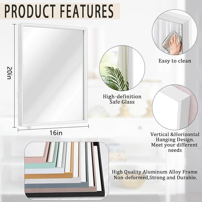 AAZZKANG Wall Mirror Large Rectangular White Mirrors - Image 2