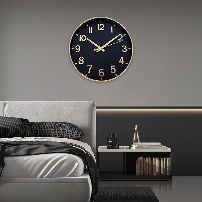 HZDHCLH Wall Clocks Battery Operated, Wall Clock Black Gold, 8 inch Wall Clock - Image 9
