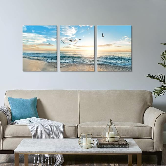 Goldfoilart Ocean Beach Sunset Canvas Wall Art - Image 6