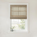 TWOPAGES Natural Woven No Drill Roman Shades, Custom Cordless Blackout Bamboo by TWOPAGES