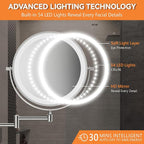 Auxmir 8'' Wall Mounted Lighted Makeup Mirror, 3200mAh Rechargeable - Image 6