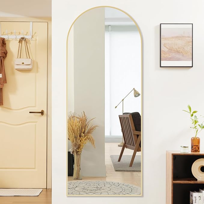 Sweetcrispy 64"x21" Arched Full Length Mirror, Leaning or Standing Full Body - Image 2