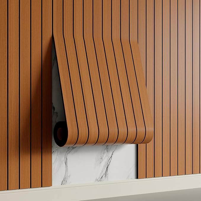 Yutianli PVC Slat Wall Panel Peel and Stick 118"x 15.7" Faux Wood Slat Panel by Yutianli