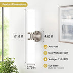 Wall Sconces Set of Two, Brushed Nickel Gold Bathroom Sconces Wall Lighting - Image 4