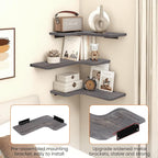 Homode Corner Shelves Wall Mounted, 3 Tier Wooden Hanging Shelves - Image 5