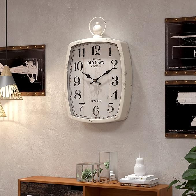 Menterry Large Retro Rectangle Wall Clock, Battery Operated Silent Decor Wall - Image 5