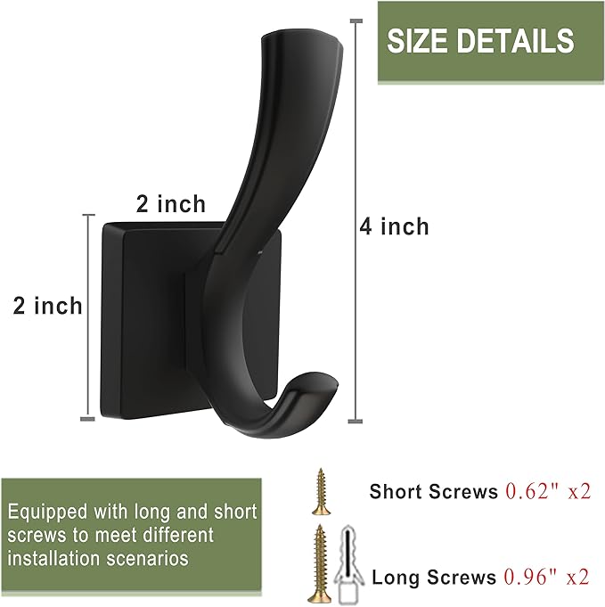TOFIIGREM Black Wall Hooks Coat Hook, Towel Hooks Robe Hook - Image 7