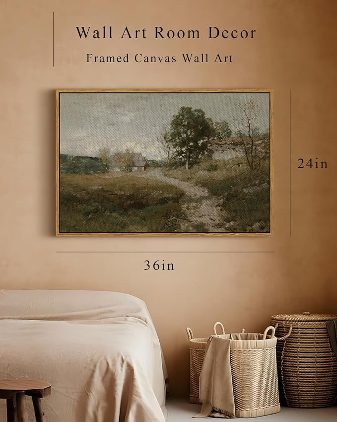 InSimSea Framed Canvas Wall Art, Vintage Countryside Landscape Farmhouse Decor - Image 5