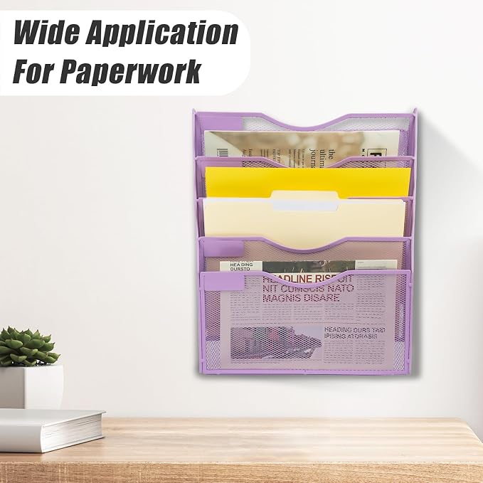 EASEPRES 5 Pocket Mesh Hanging Wall File Organizer, Wall Mounted Mail Paper - Image 7