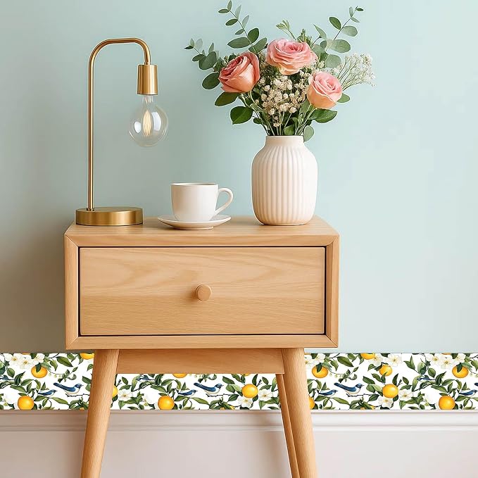 IVN Wallpaper Border Peel and Stick PVC Citrus Blossom and Bird Design 4x196 - Image 2