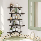 Fixwal Floating Shelves for Wall Set of 5, Rustic Wood Wall Mounted Corner - Image 4