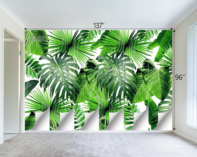 Tropical Green Botanical Leaf Wallpaper Bedroom Plant Mural Room Decor Living - Image 4