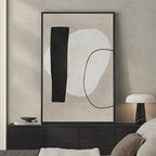 Framed Modern Black and White Neutral Abstract Wall Art, Minimalist Abstract - Image 2