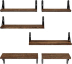 AMADA HOMEFURNISHING Wall Shelves Set of 6, Rustic Farmhouse Floating Shelves - Image 8