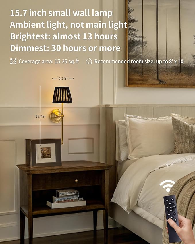 KDG Cordless Wall Sconces Set of 2, Small Wireless 5200mAh Rechargeable Battery - Image 2