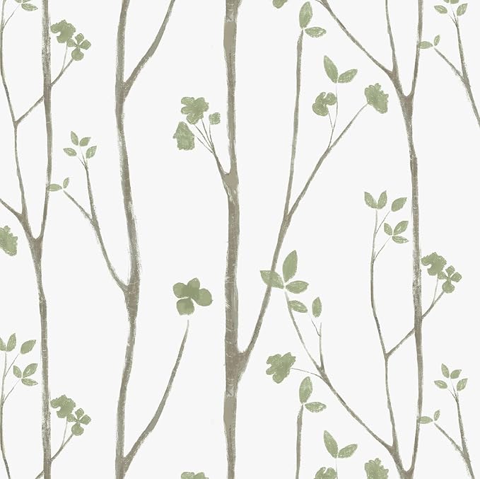 Timeet Peel and Stick Wallpaper Green Leaf Wall Paper Boho Floral Contact Paper by Timeet