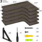Fixwal Floating Shelves for Wall Set of 5, Rustic Wood Wall Mounted Corner - Image 3