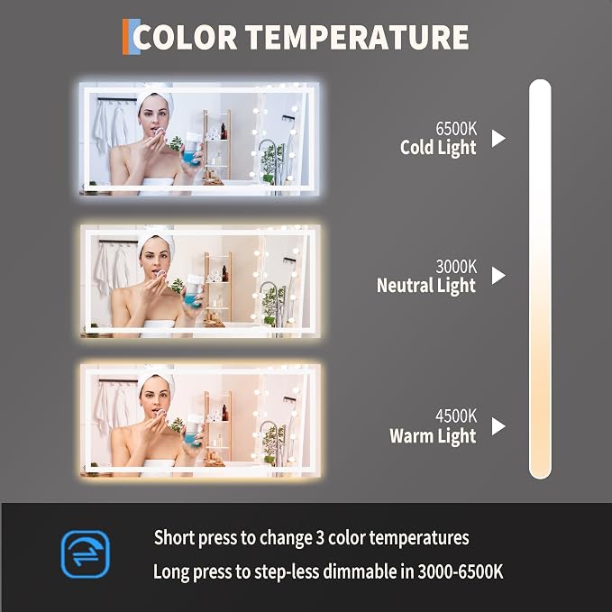 GarveeHome 55x26 LED Bathroom Mirror - Image 3