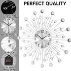 SIN&MI Large Wall Clock for Living Room Decor Non-Ticking Quiet Metal Quartz - Image 2
