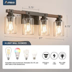 Amico Farmhouse Bathroom Vanity Light Fixtures, Rustic 4-Light Industrial - Image 6