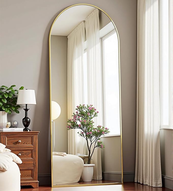 Dewfig Arched Gold Full Length Mirror, Full Body Mirrors by YourSpacePerfectlyReflected