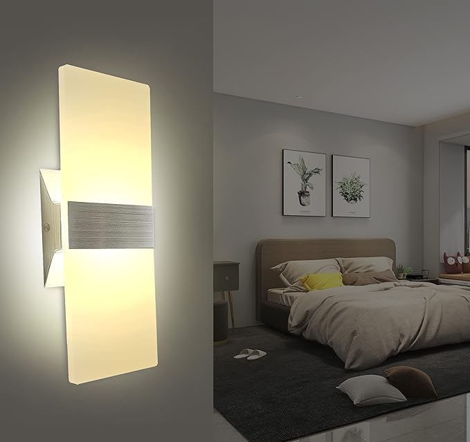 KICAAO Modern Wall Sconces Set of Two, Led Wall Light 10w, 2700k Warm Light Up - Image 3