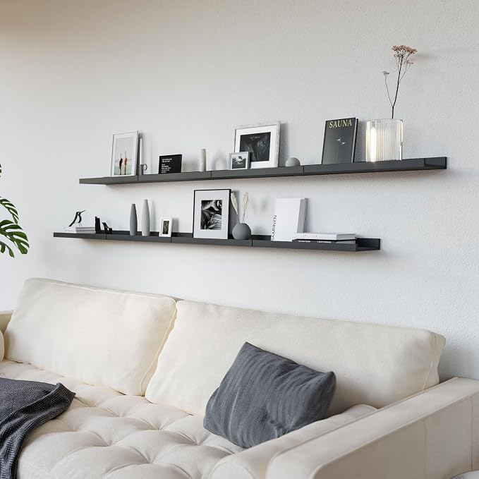 RICHER HOUSE 8 Set Black Floating Wall Mounted Shelves, Nursery Hanging Book - Image 4