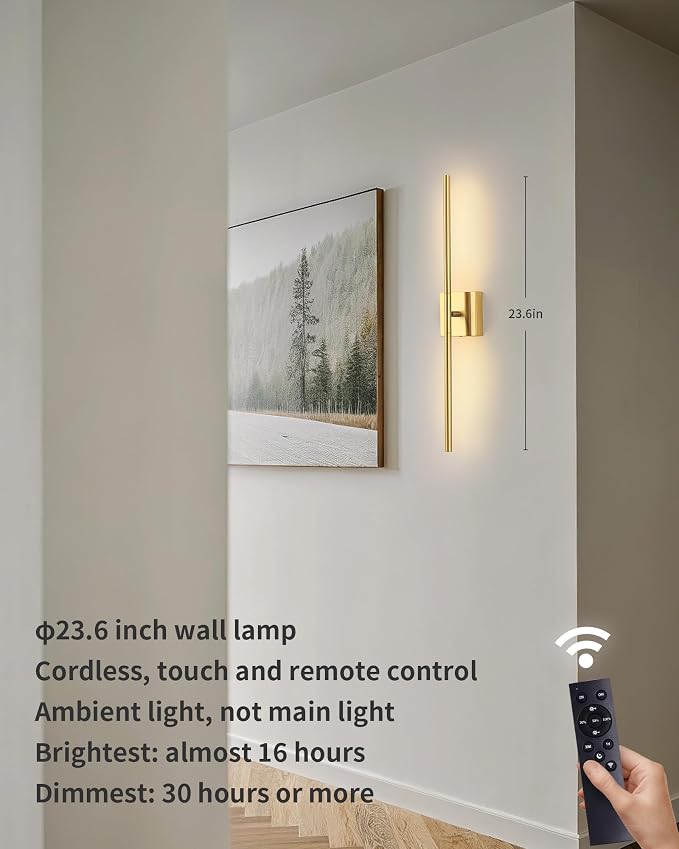 KDG Cordless Wall Sconces Set of 2, Wireless 5200mAh Rechargeable Battery - Image 2