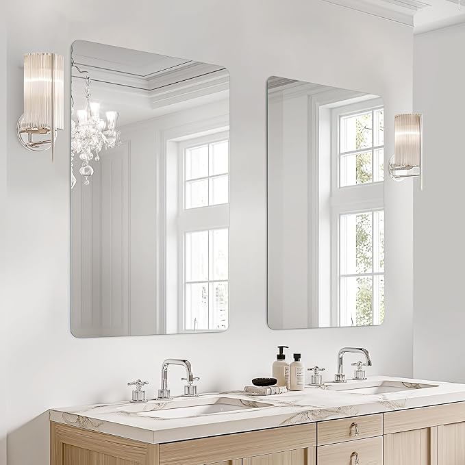 USHOWER 2-Pack Frameless Bathroom Mirrors by USHOWER