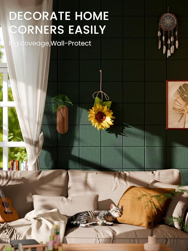 Bumusty Large Felt Bulletin Board, 30 Push Pins, 70 Adhesive Tabs, Pine Green - Image 4