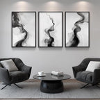 Large Framed Black and White Abstract Wall Art - Image 8