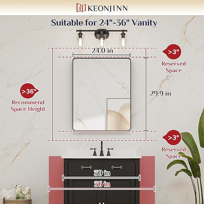 Keonjinn 24 x 30 Inch Brushed Nickel Bathroom Mirrors - Image 7