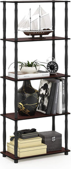 Furinno TURN-S-TUBE Storage Shelves, 5-Tier Book Shelf, Corner Shelf, Toolless by Furinno-FitsYourSpaceFitsYourBudget