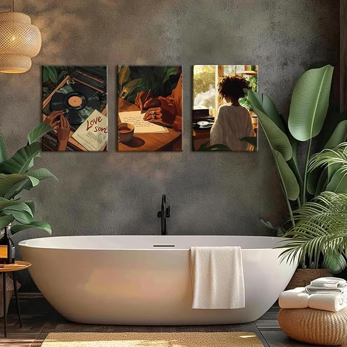 Black Woman Wall Art Set of 3 Fashion Black Girl Wall Decor, Trendy African - Image 4