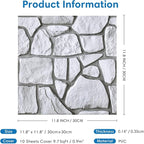 COMSTICKC 3D Faux Gray Stone Wall Sticker Peel and Stick Wall Panels, - Image 5