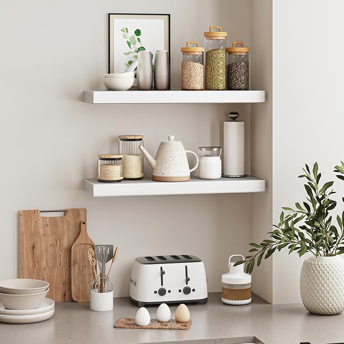 Fixwal White Shelves, Bathroom and Kitchen, Wall Mounted Shelves - Image 5