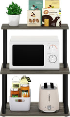 Furinno Turn-N-Tube 3-Tier Toolless Kitchen Storage Shelf, French Oak Grey/Black - Image 4