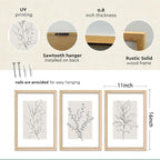 YWJKWLGS Neutral Botanical Prints Framed Wall Art Decor 11x16 Inch Set of 3 - Image 2